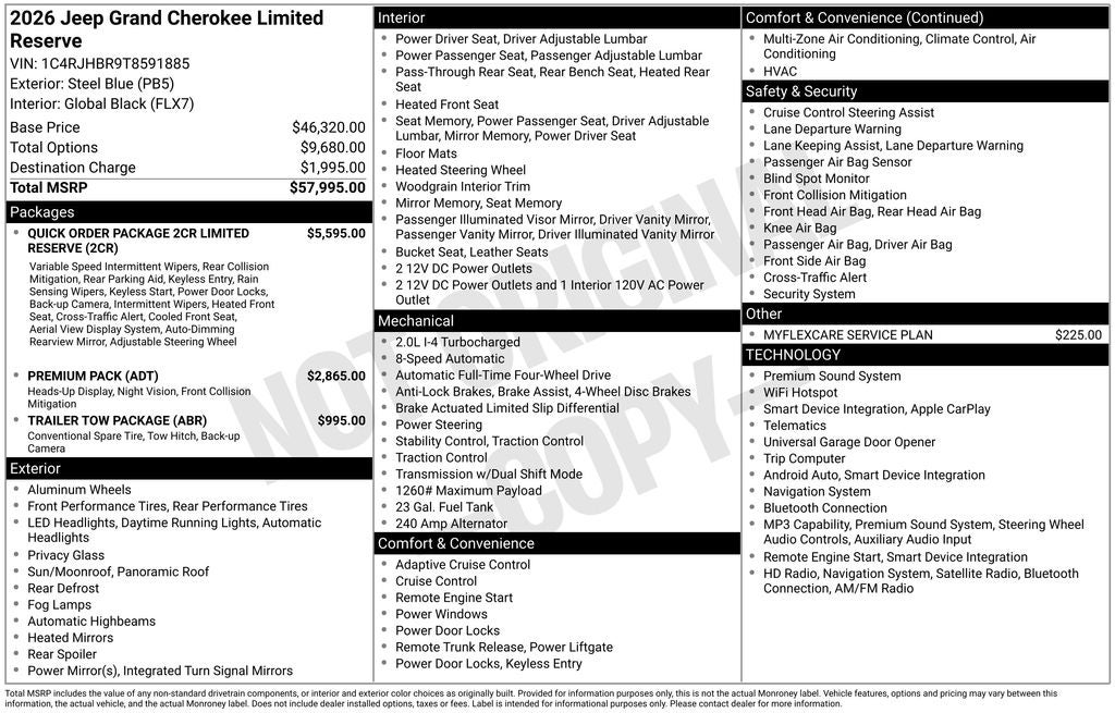 2026 Jeep Grand Cherokee GRAND CHEROKEE LIMITED RESERVE 4X4