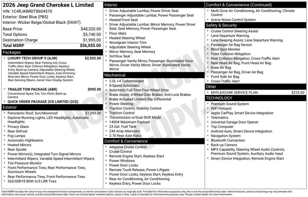 2026 Jeep Grand Cherokee GRAND CHEROKEE L LIMITED 4X4