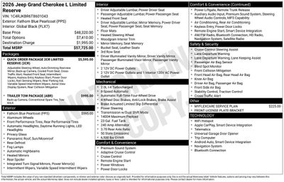2026 Jeep Grand Cherokee GRAND CHEROKEE L LIMITED RESERVE 4X4