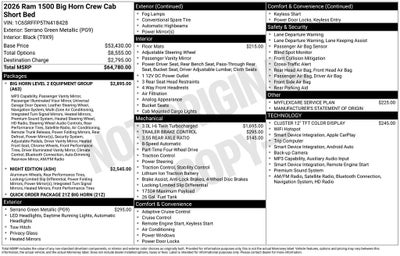 2026 RAM Ram 1500 RAM 1500 BIG HORN CREW CAB 4X4 5'7' BOX