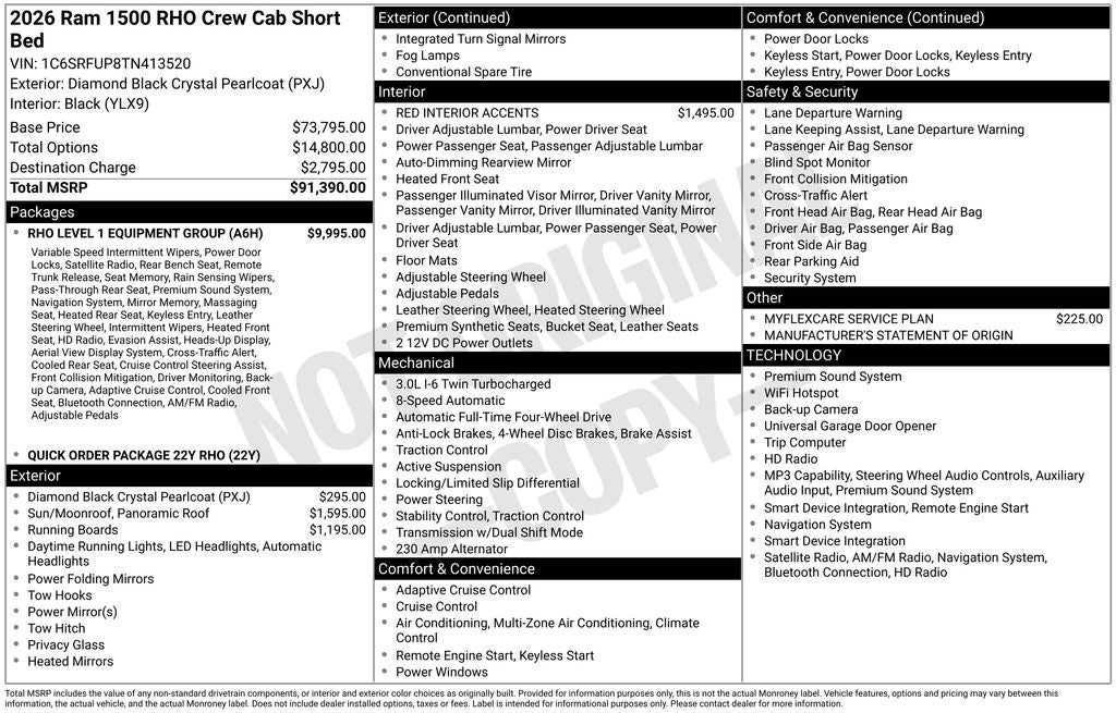 2026 RAM Ram 1500 RAM 1500 RHO CREW CAB 4X4 5'7' BOX