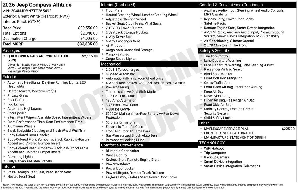 2026 Jeep Compass COMPASS LATITUDE ALTITUDE 4X4