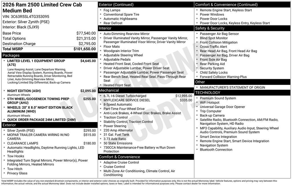 2026 RAM Ram 2500 RAM 2500 LIMITED CREW CAB 4X4 6'4' BOX