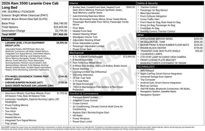 2026 RAM Ram 3500 RAM 3500 LARAMIE CREW CAB 4X4 8' BOX