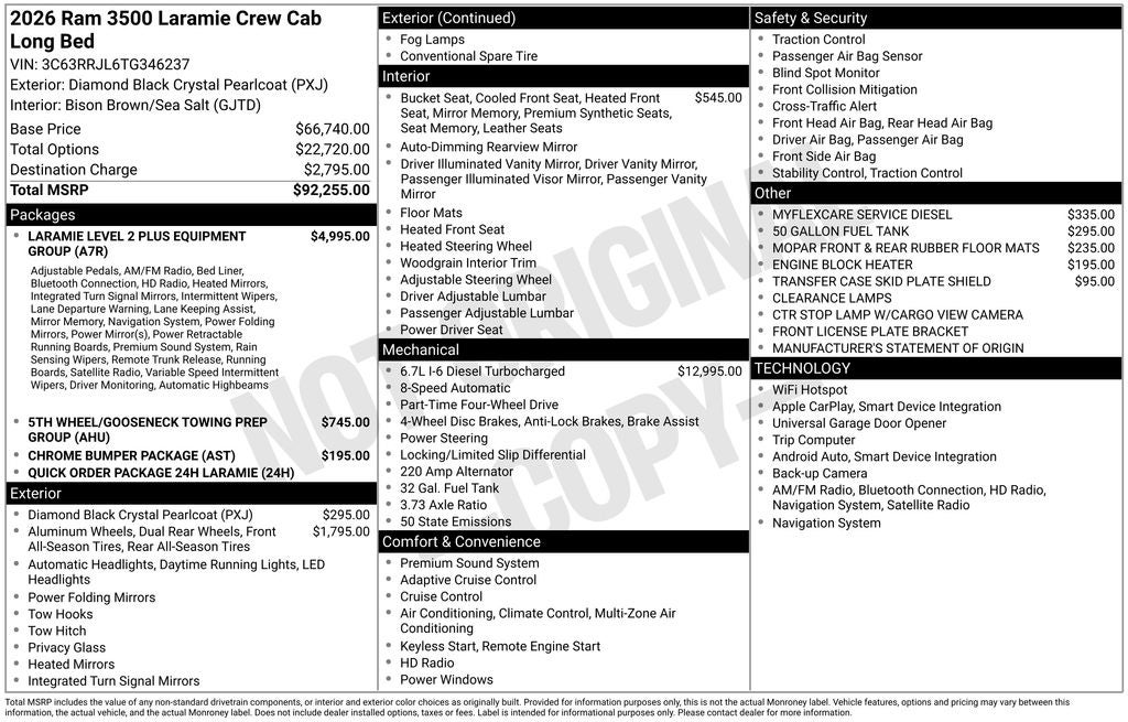 2026 RAM Ram 3500 RAM 3500 LARAMIE CREW CAB 4X4 8' BOX