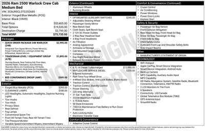 2026 RAM Ram 2500 RAM 2500 WARLOCK CREW CAB 4X4 6'4' BOX