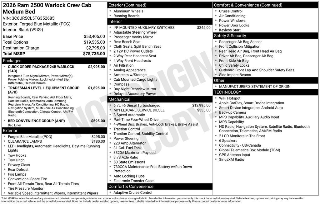 2026 RAM Ram 2500 RAM 2500 WARLOCK CREW CAB 4X4 6'4' BOX